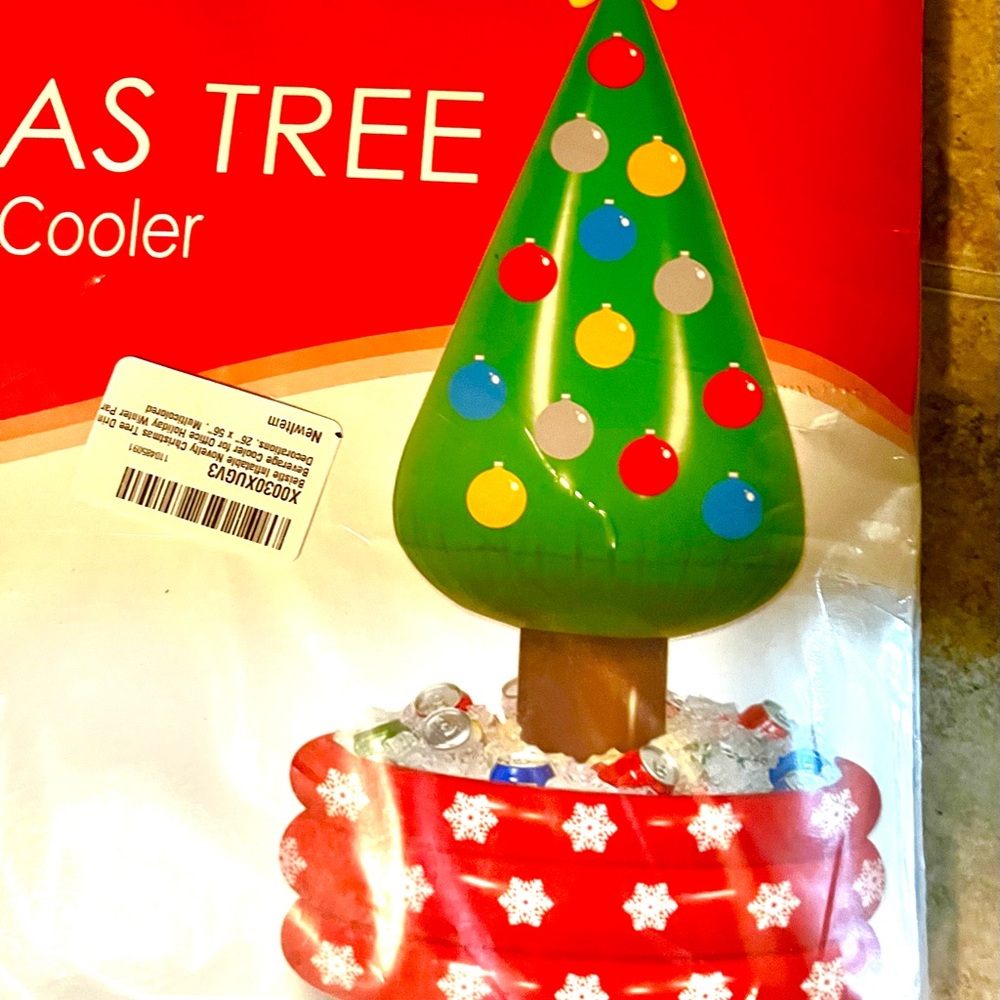 Inflatable Christmas Tree Cooler - Green and Red